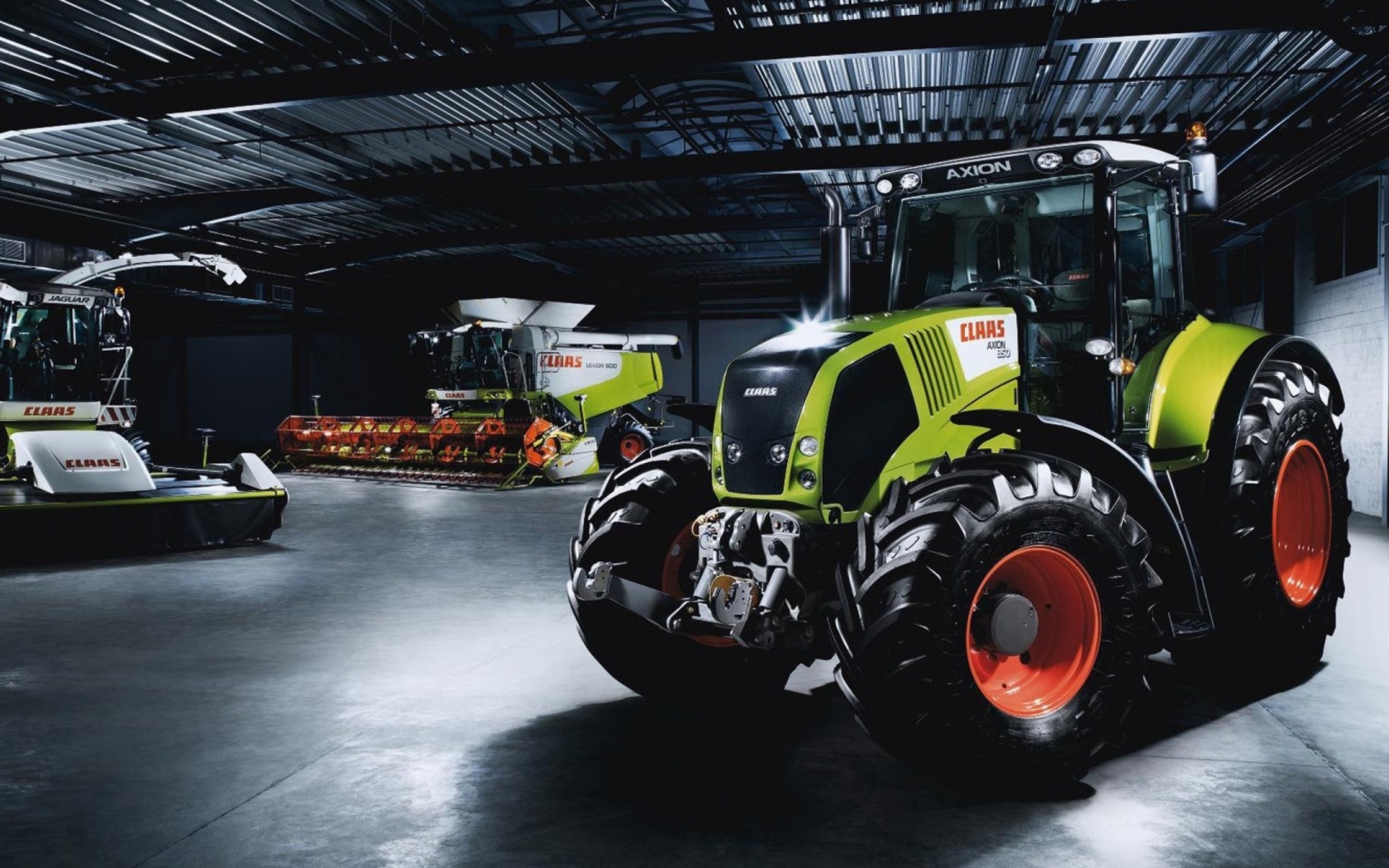 Tractors in garage wallpaper 1680x1050