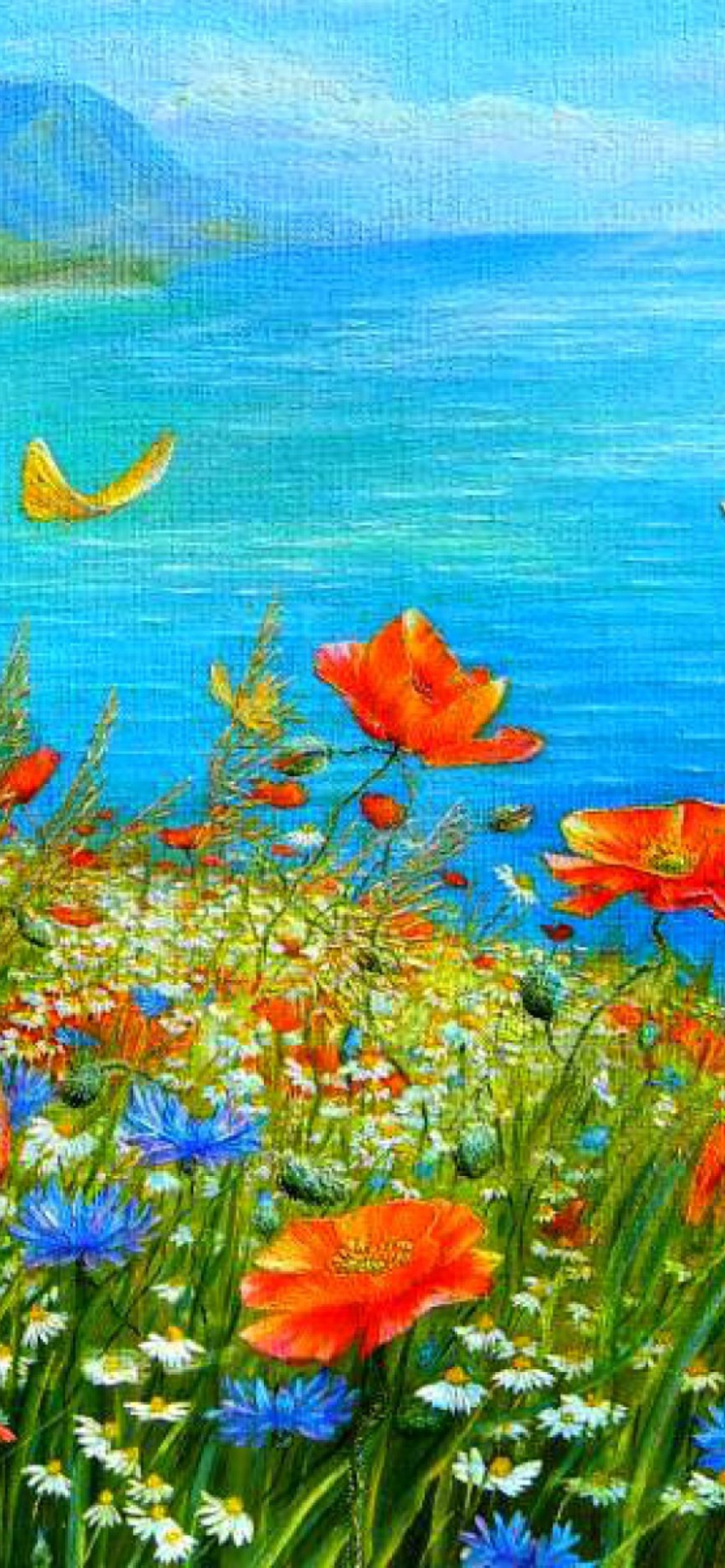 Summer Meadow By Sea Painting screenshot #1 1170x2532