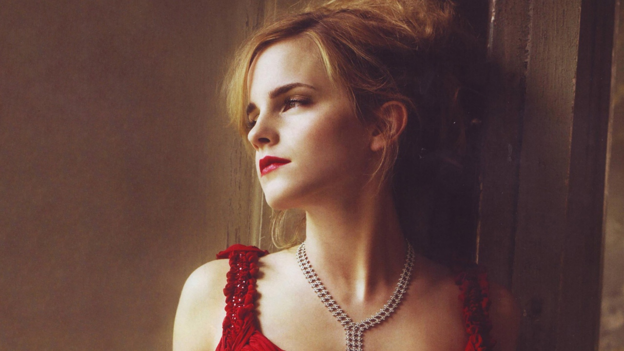 Emma Watson In Red Dress wallpaper 1280x720