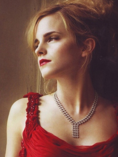 Sfondi Emma Watson In Red Dress 240x320
