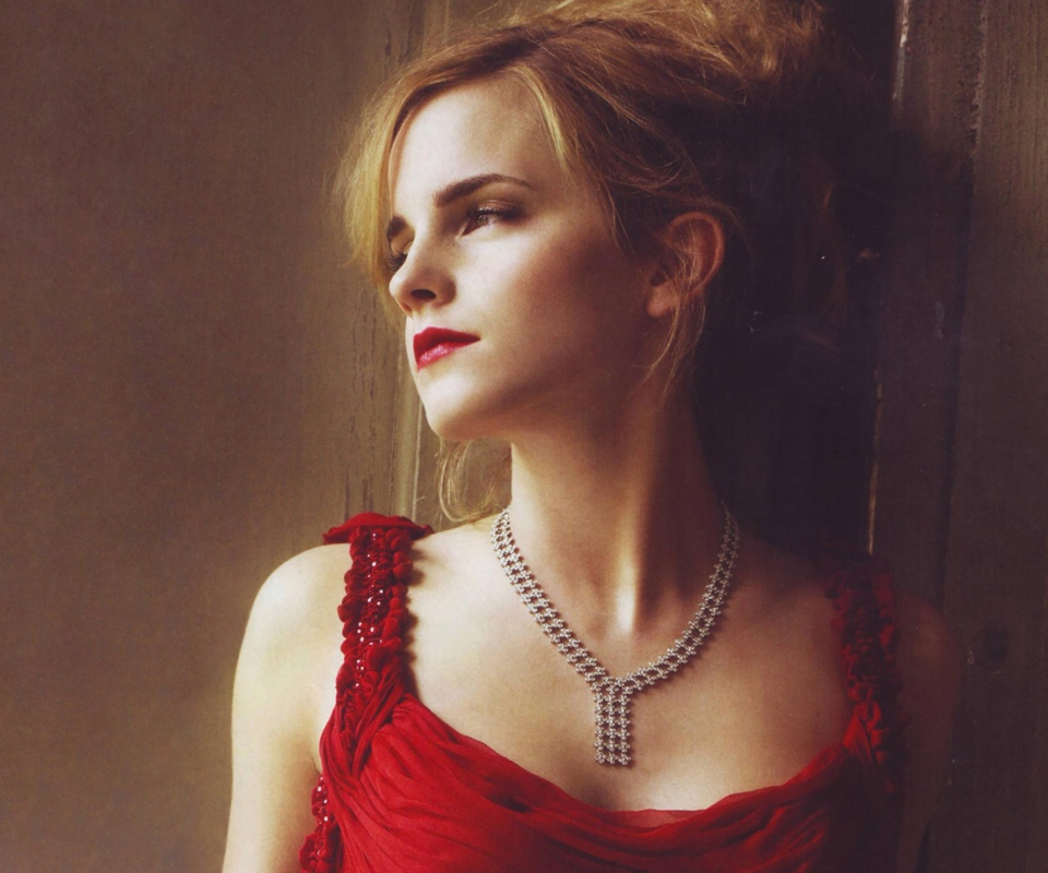 Emma Watson In Red Dress wallpaper 960x800