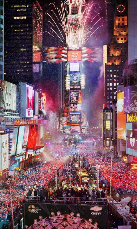 Fondo de pantalla New Year Eve On Times Square 480x800
