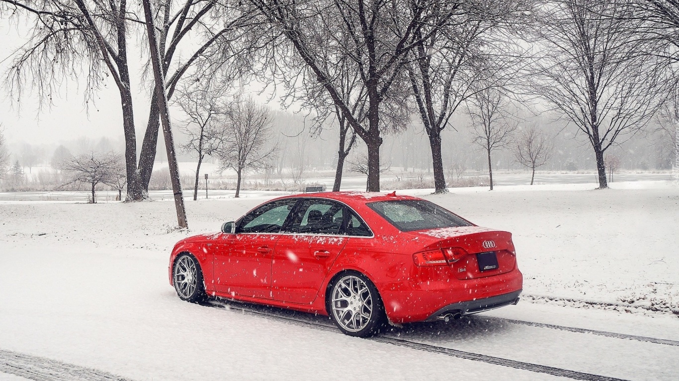 Sfondi Audi A4 Red 1366x768