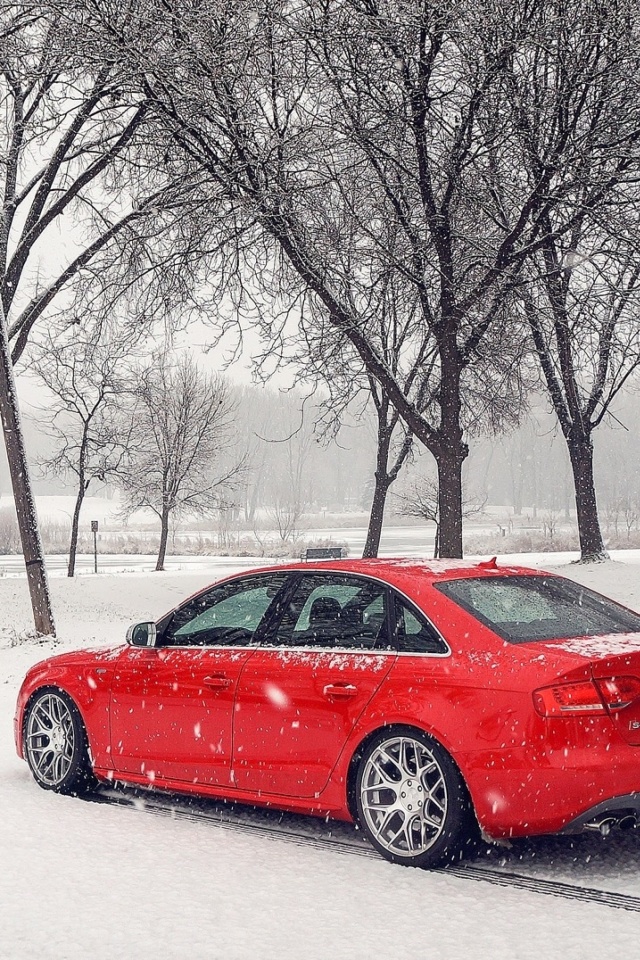 Audi A4 Red wallpaper 640x960