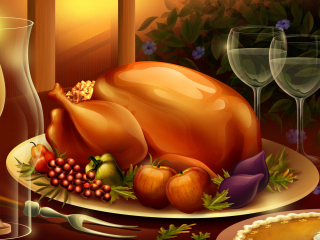 Das Thanksgiving Feast Wallpaper 320x240