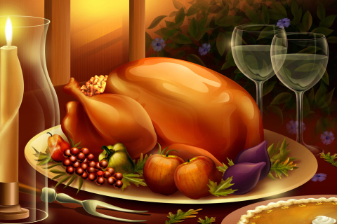 Das Thanksgiving Feast Wallpaper 480x320