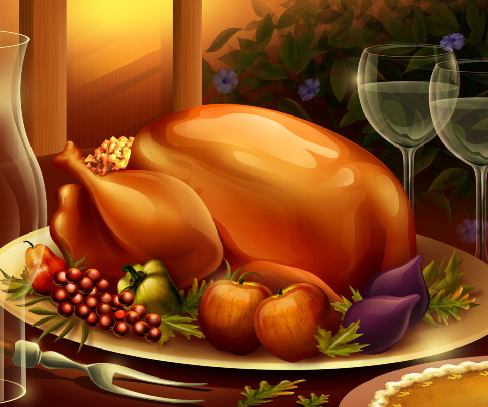 Das Thanksgiving Feast Wallpaper 960x800