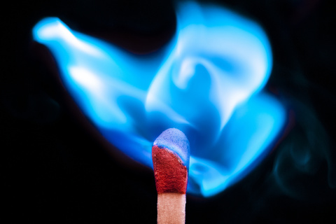 Blue flame match wallpaper 480x320