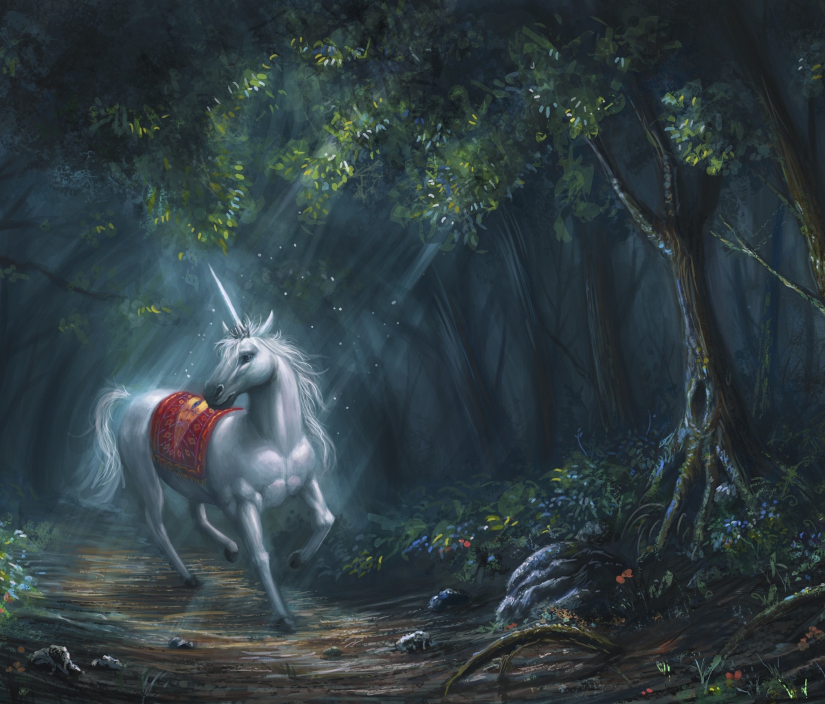 Das Unicorn In Fantasy Forest Wallpaper 1200x1024