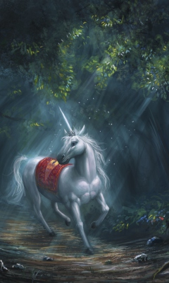 Das Unicorn In Fantasy Forest Wallpaper 240x400
