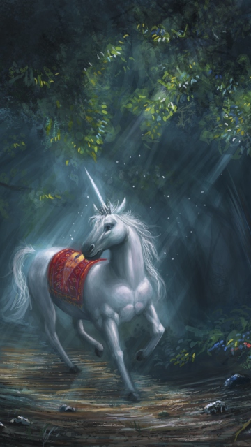 Unicorn In Fantasy Forest wallpaper 360x640