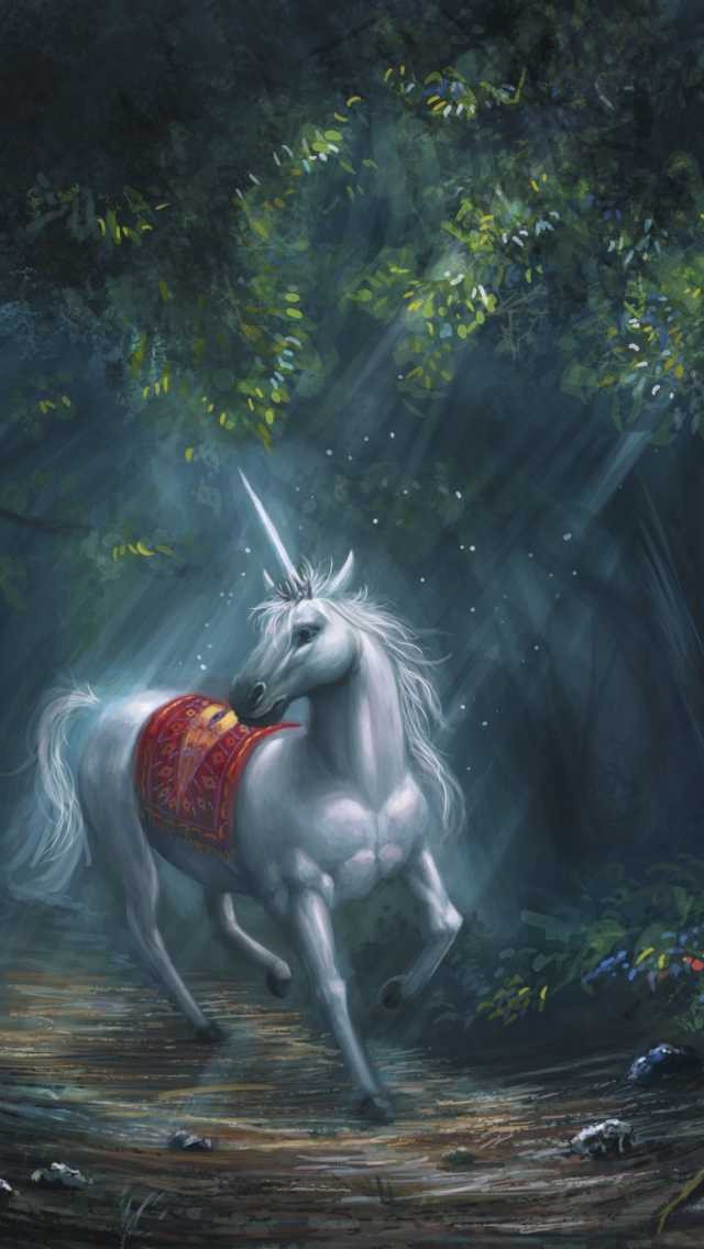 Sfondi Unicorn In Fantasy Forest 640x1136