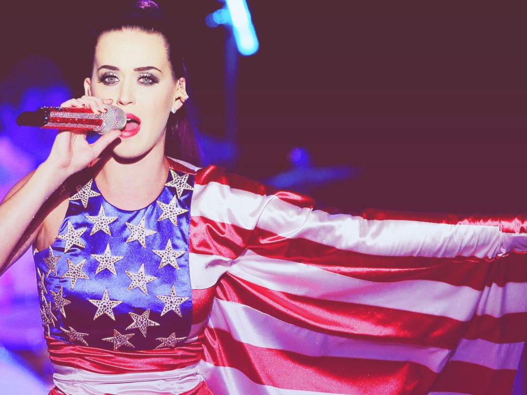 Katy Perry In American Flag Dress wallpaper 1024x768