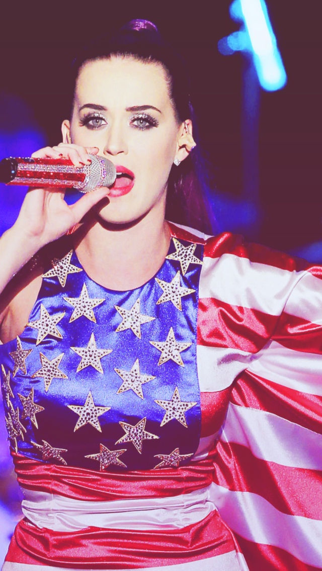 Katy Perry In American Flag Dress wallpaper 640x1136