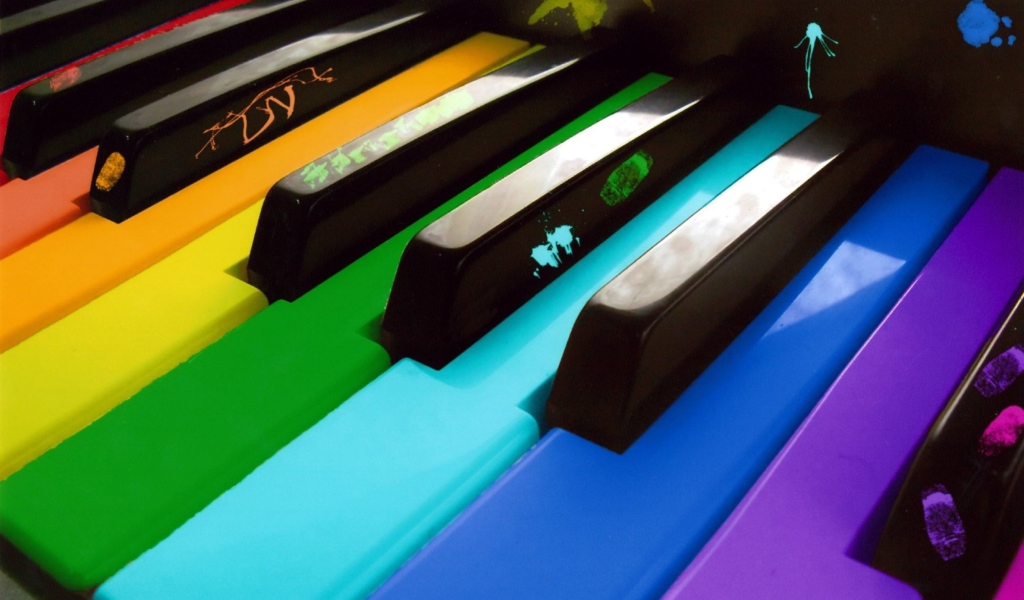 Das Rainbow Piano Wallpaper 1024x600