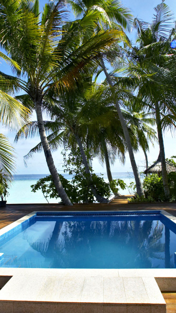 Swimming Pool on Tahiti wallpaper 360x640