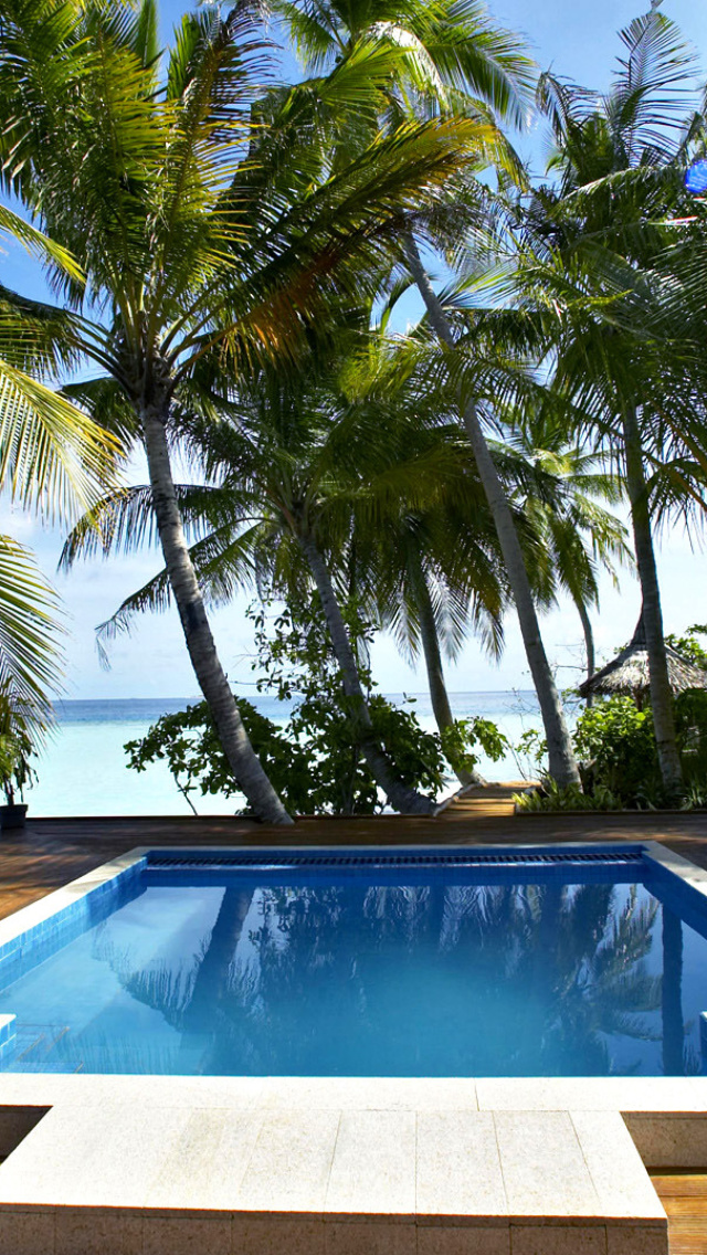 Fondo de pantalla Swimming Pool on Tahiti 640x1136