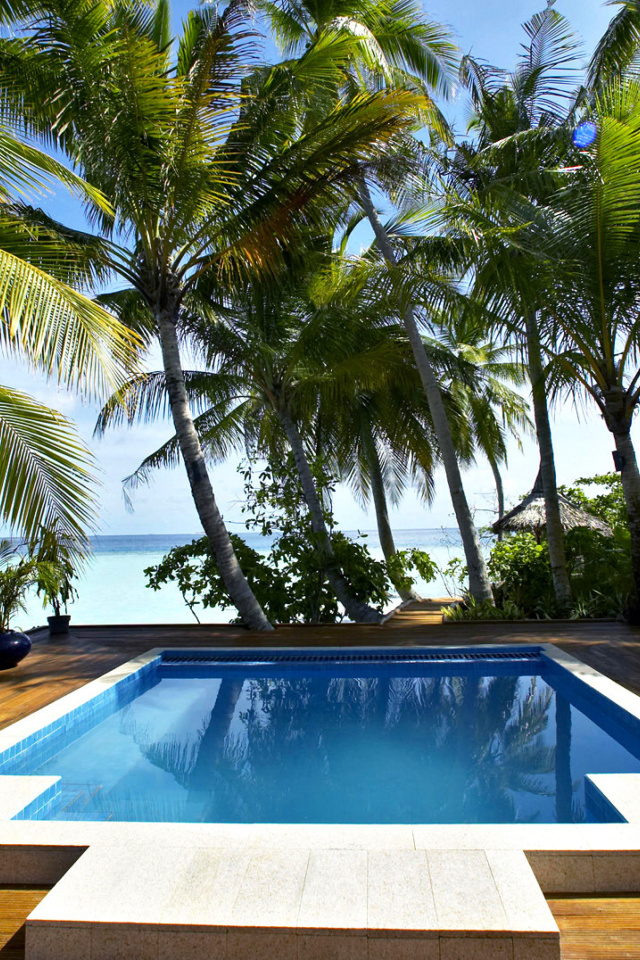 Das Swimming Pool on Tahiti Wallpaper 640x960