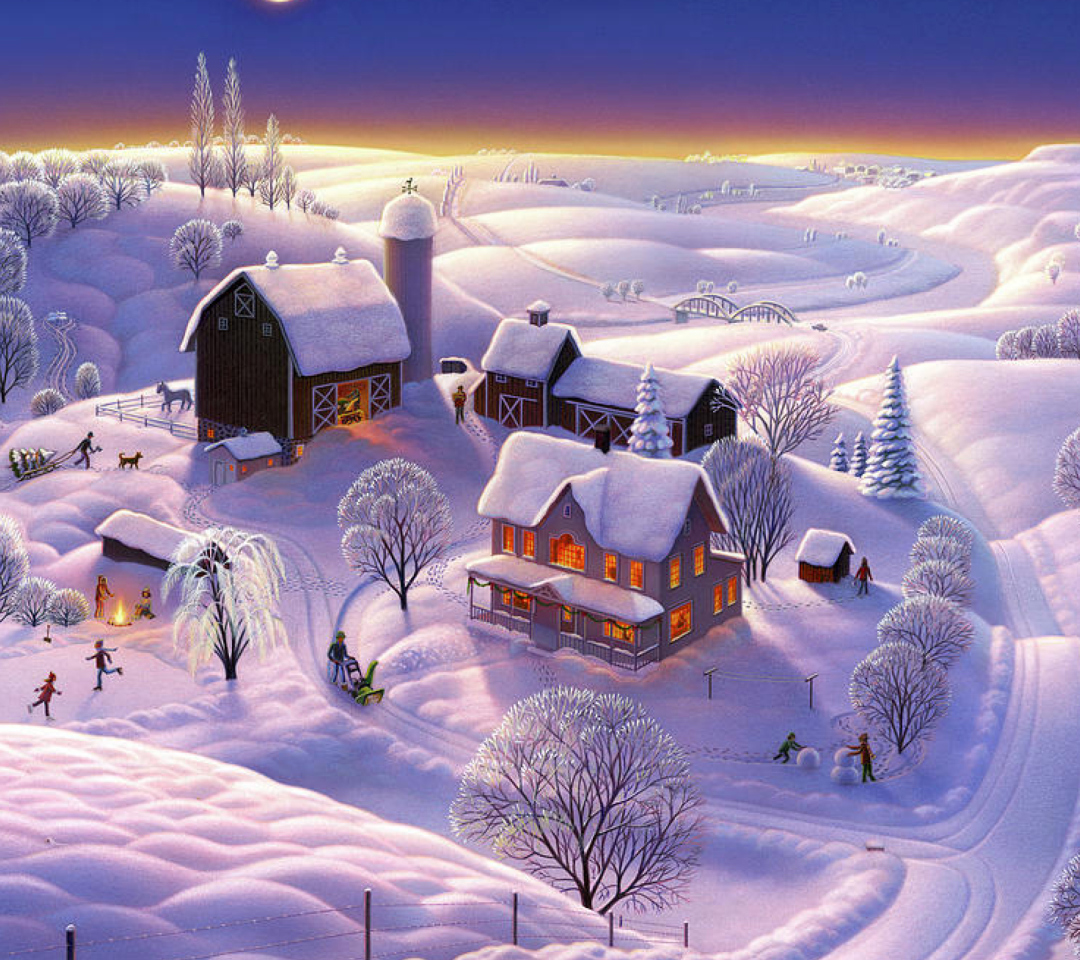 Das Winter Night Wallpaper 1080x960