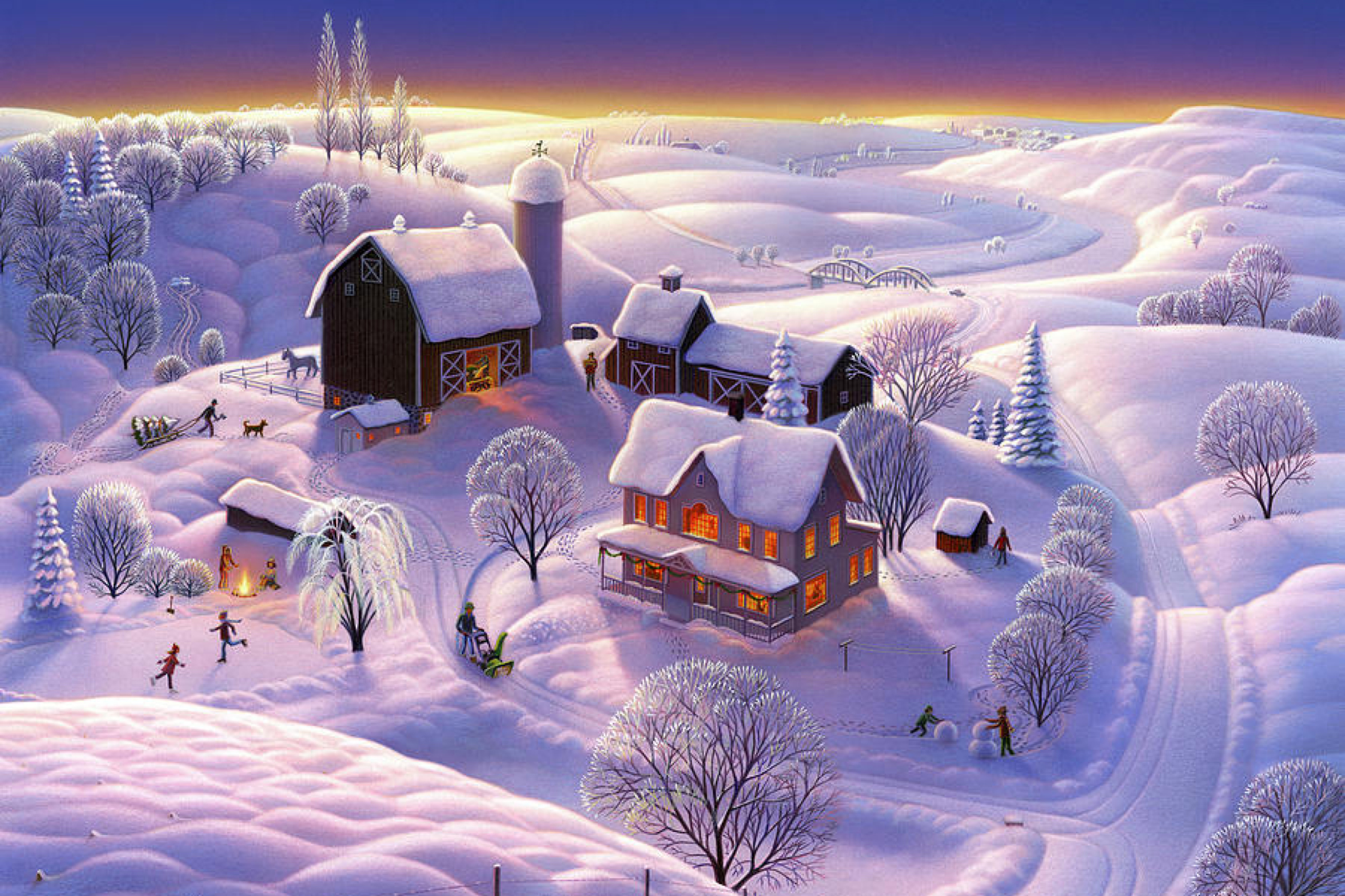 Веселый зимний вечер. Робин Молине зимняя сказка. Робин Молине Рождество. Новогодний пейзаж. Новогодняя деревня.