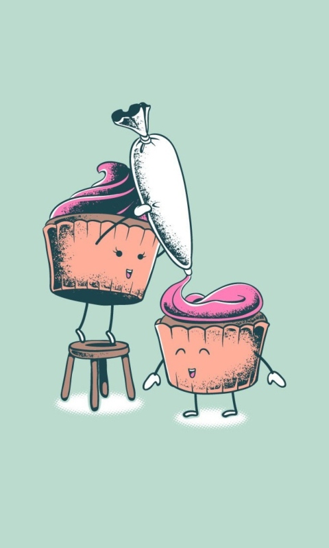 Обои Cupcake Cooking Illustration 480x800
