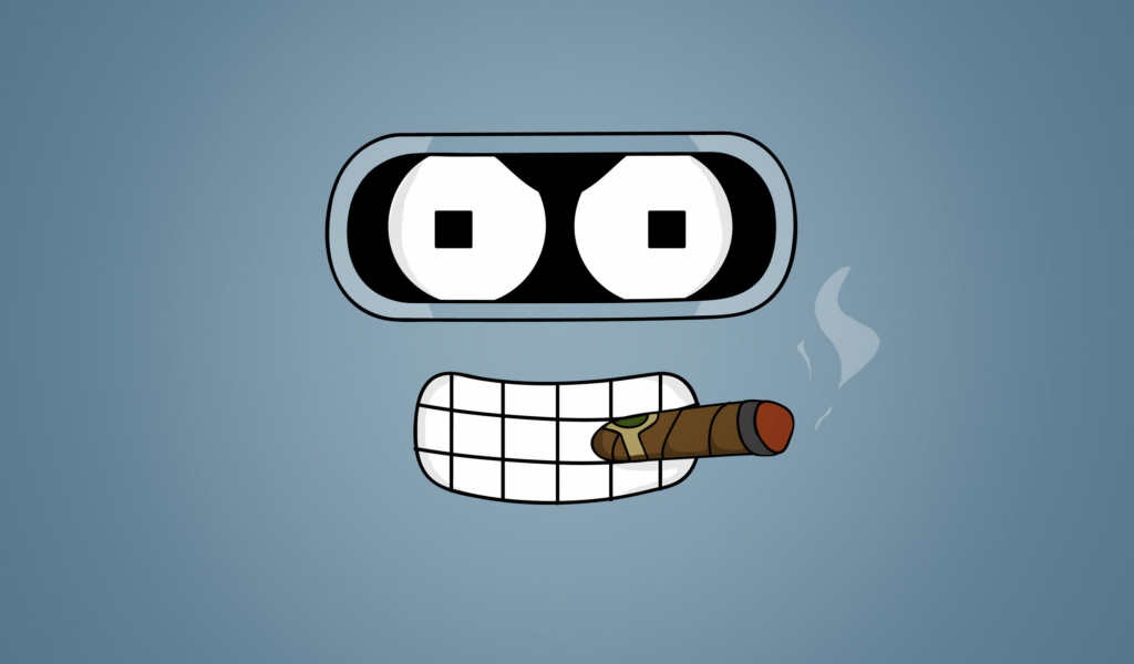 Das Futurama Bender Cigar Wallpaper 1024x600