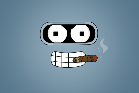 Fondo de pantalla Futurama Bender Cigar 480x320