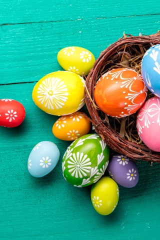 Dyed easter eggs wallpaper 320x480