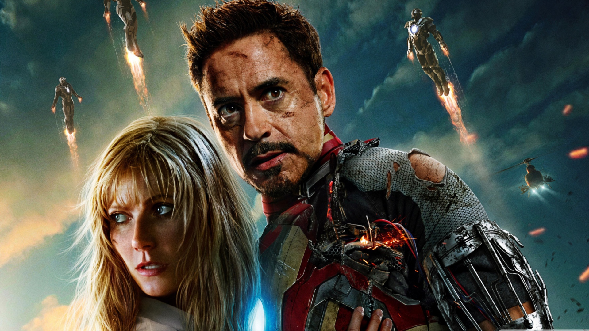 Screenshot №1 pro téma Iron Man 3 Tony Stark Pepper Potts 1920x1080