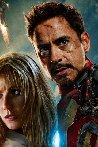 Fondo de pantalla Iron Man 3 Tony Stark Pepper Potts 320x480