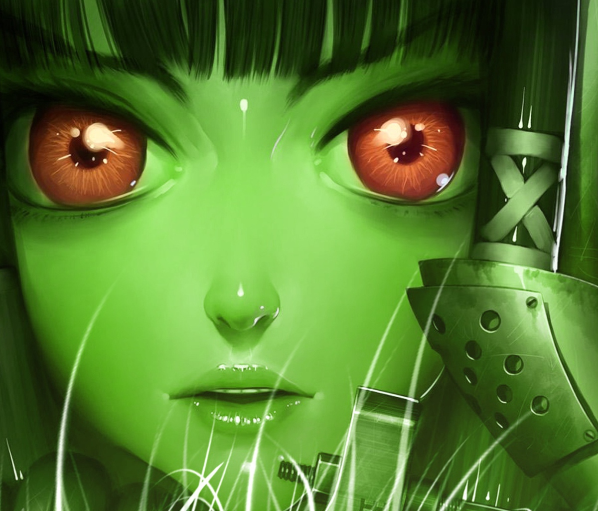 Green Anime Face wallpaper 1200x1024