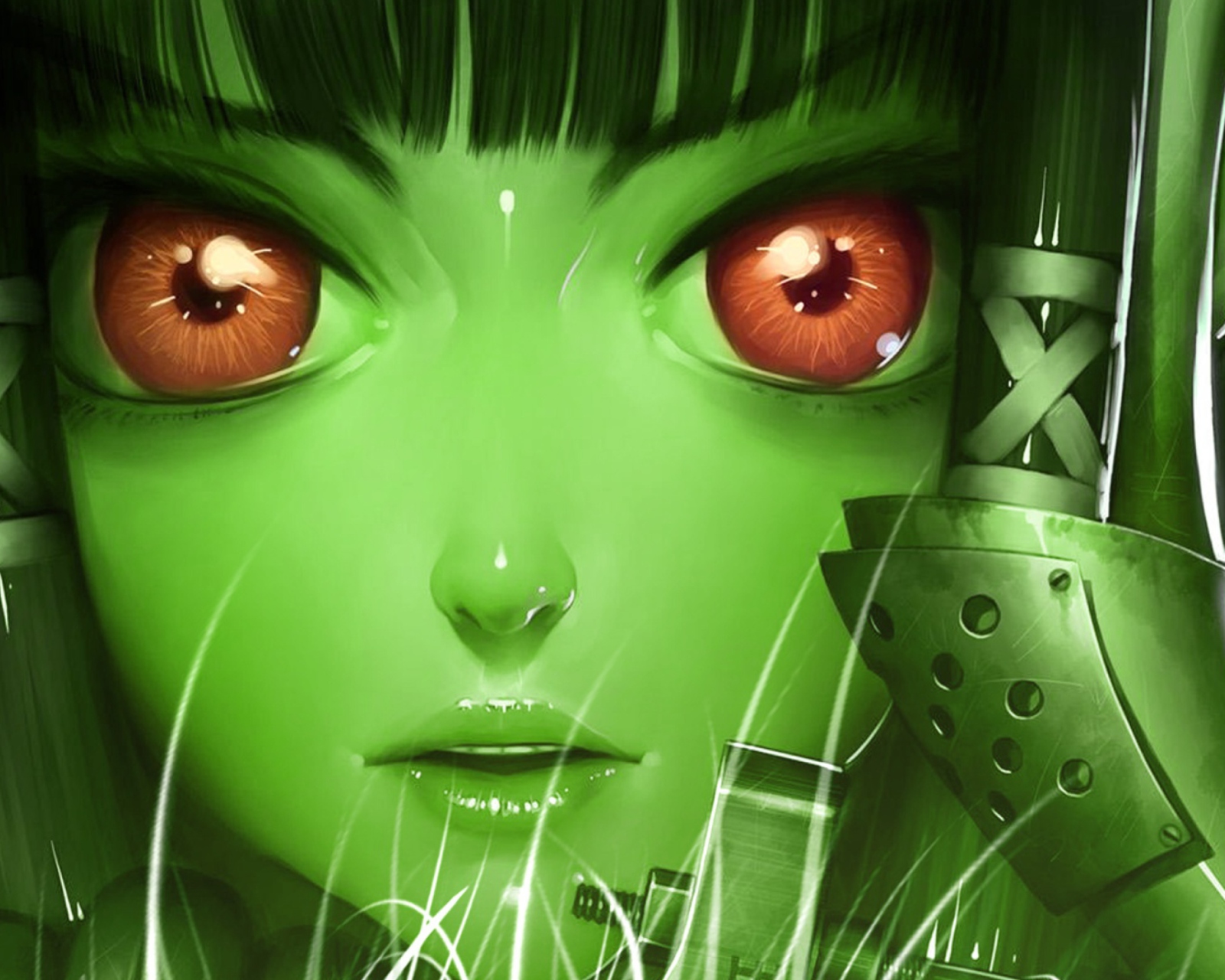 Green Anime Face wallpaper 1600x1280