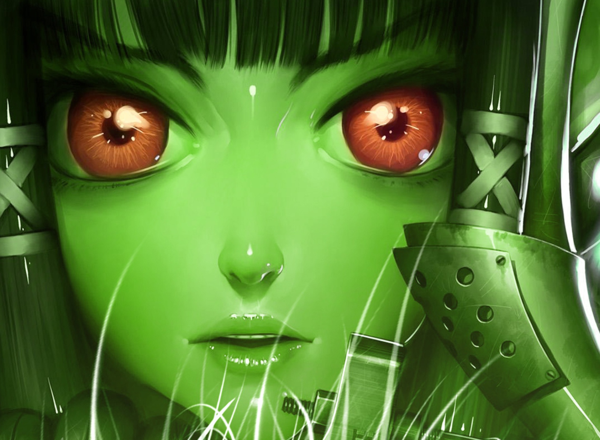Das Green Anime Face Wallpaper 1920x1408