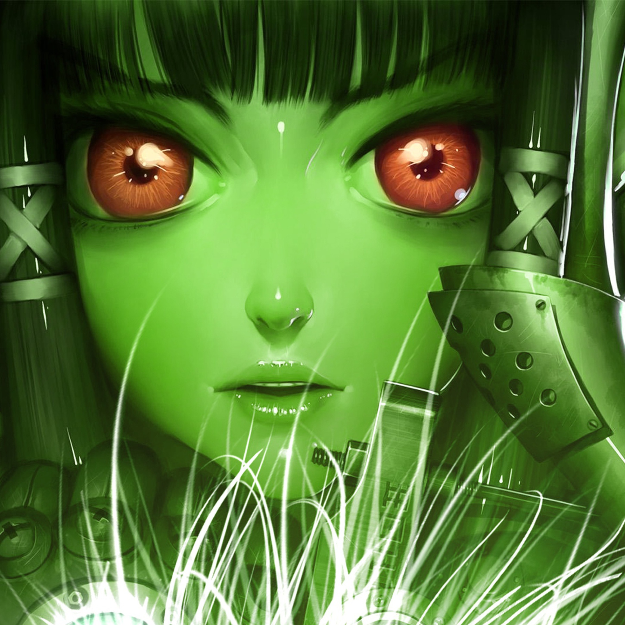 Das Green Anime Face Wallpaper 2048x2048
