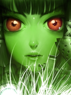 Green Anime Face wallpaper 240x320