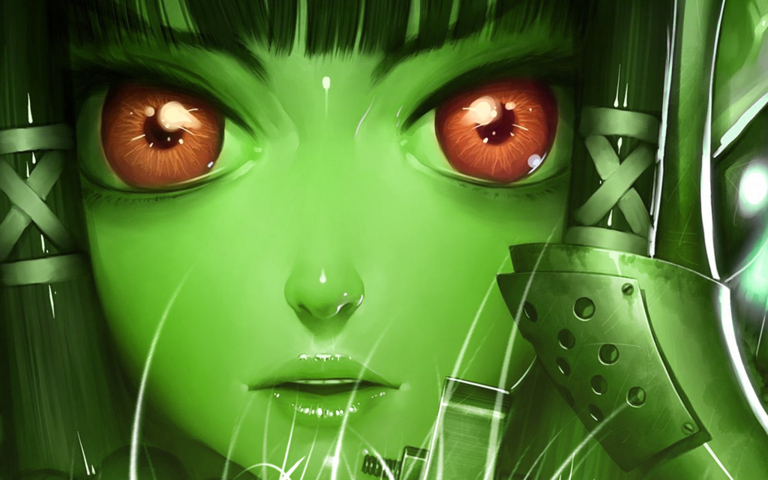 Das Green Anime Face Wallpaper 2560x1600