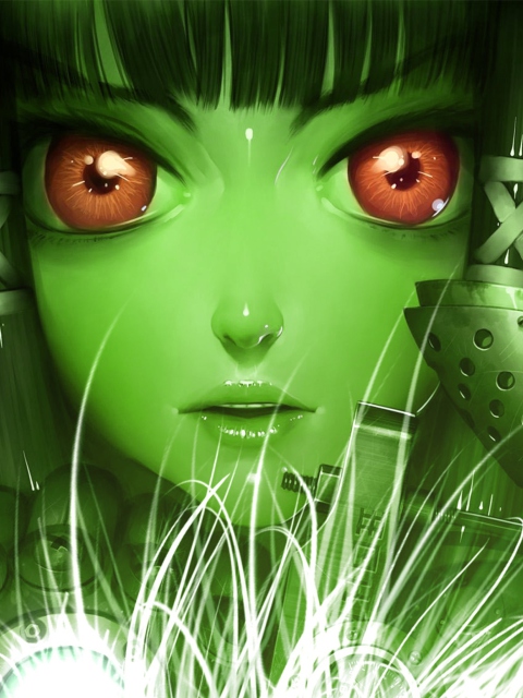 Das Green Anime Face Wallpaper 480x640