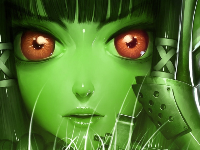 Green Anime Face wallpaper 640x480
