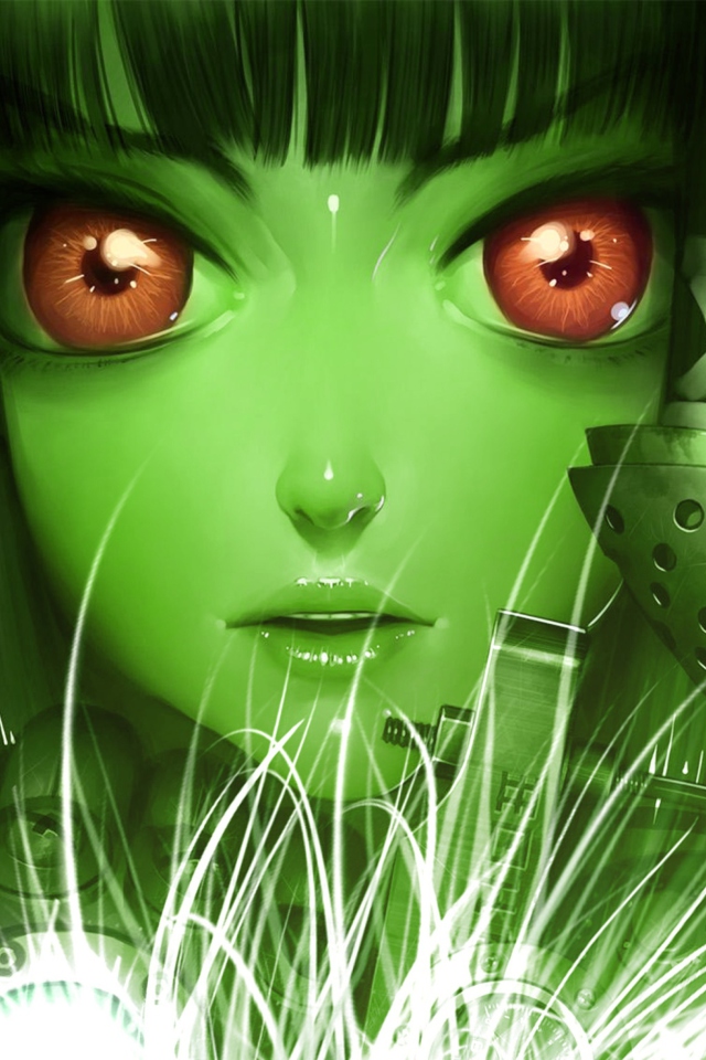 Das Green Anime Face Wallpaper 640x960