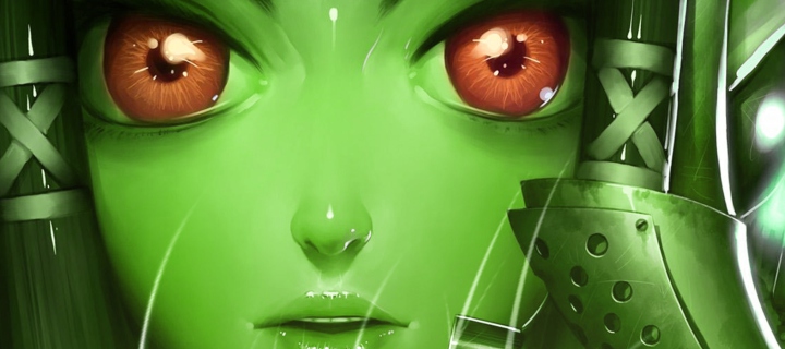 Green Anime Face wallpaper 720x320