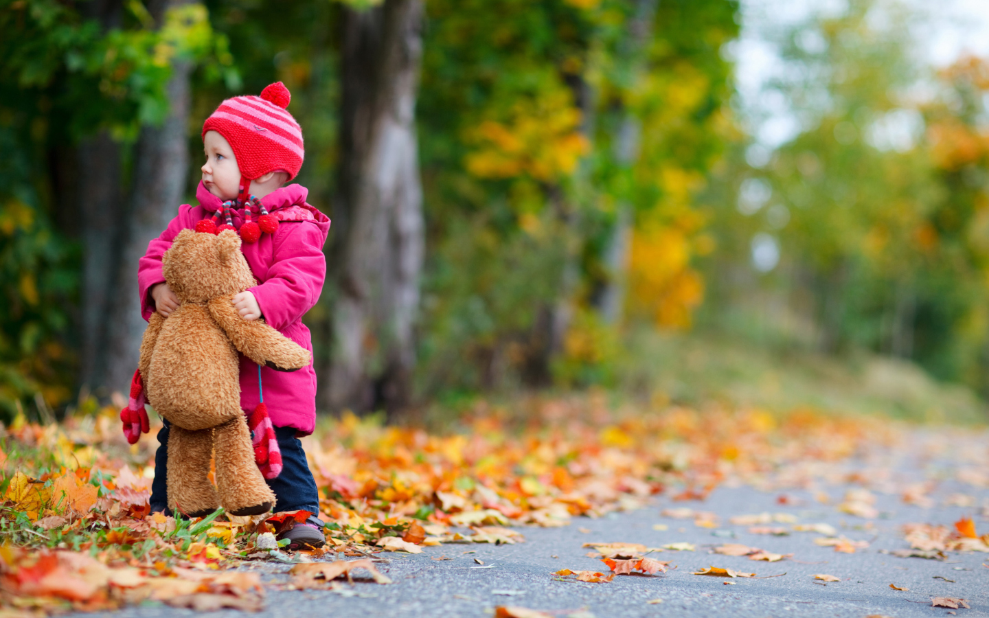 Обои Little Child With Teddy Bear 1440x900