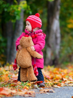 Little Child With Teddy Bear wallpaper 240x320