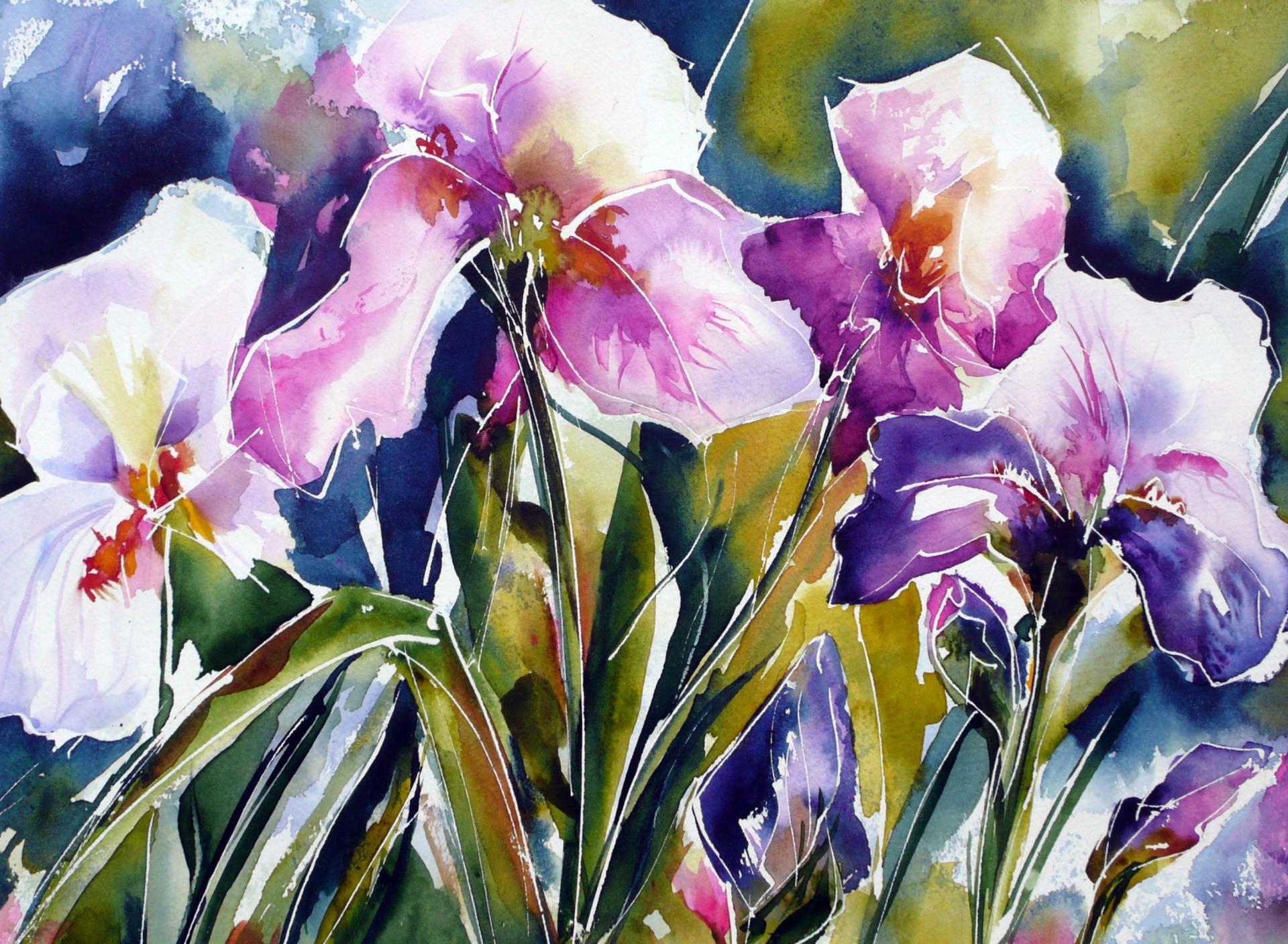 Sfondi Pink Flowers Painting 1920x1408