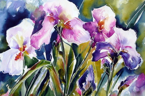 Sfondi Pink Flowers Painting 480x320