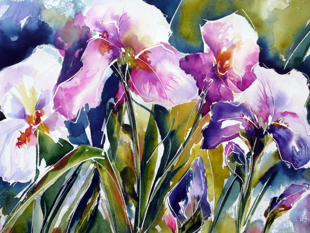 Sfondi Pink Flowers Painting 640x480