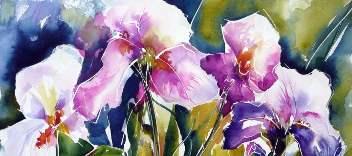 Sfondi Pink Flowers Painting 720x320