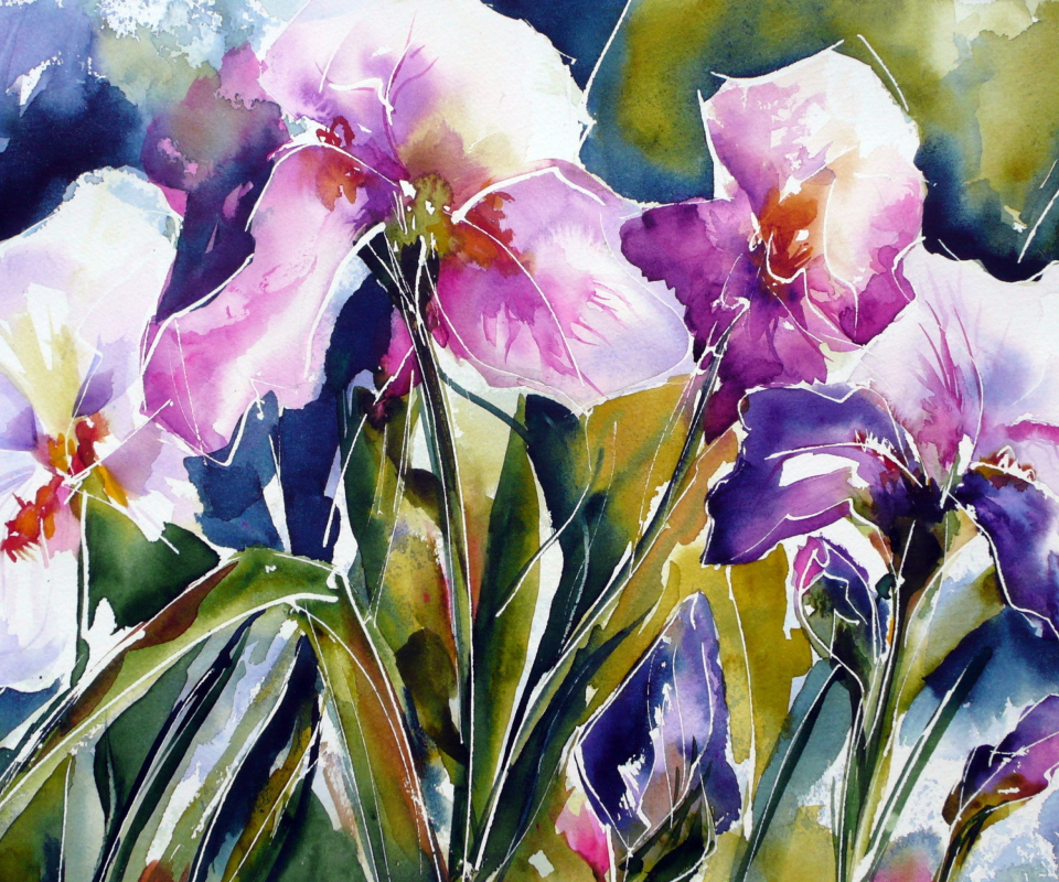 Sfondi Pink Flowers Painting 960x800