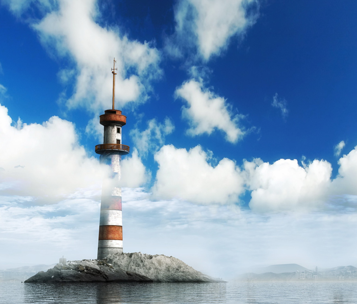 Das Lighthouse In Clouds Wallpaper 1200x1024