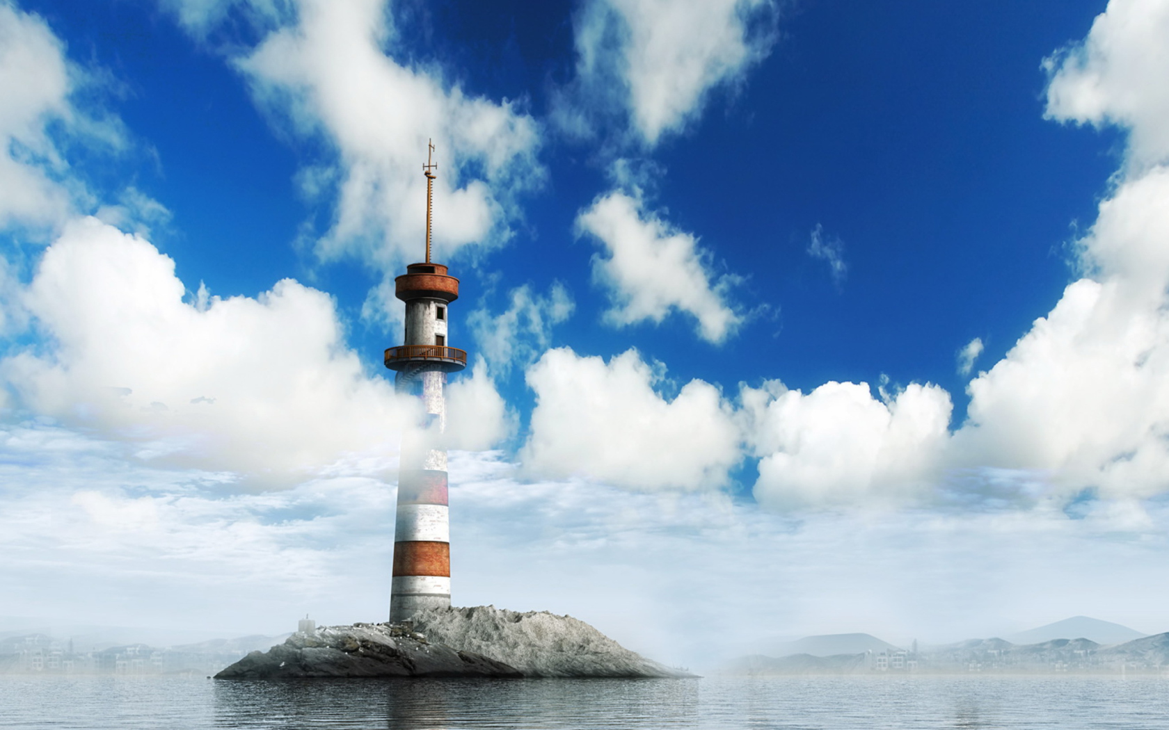 Lighthouse In Clouds wallpaper 1680x1050