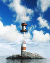 Das Lighthouse In Clouds Wallpaper 176x220